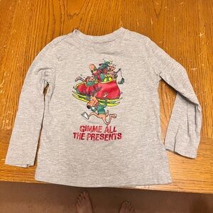 OshKosh B'gosh Gray Long-Sleeve Tee with Festive Reindeer Graphic
